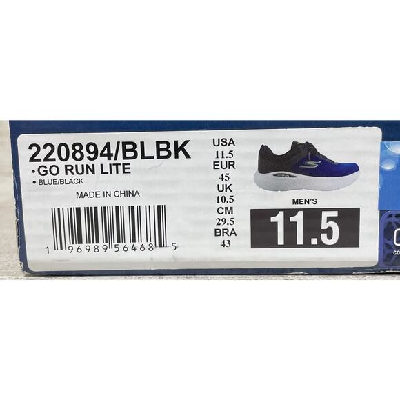 Skechers Men's Go Run Lite Size 11.5 Running Shoes Blue/Black (220894/BLBK) New - Picture 7 of 7